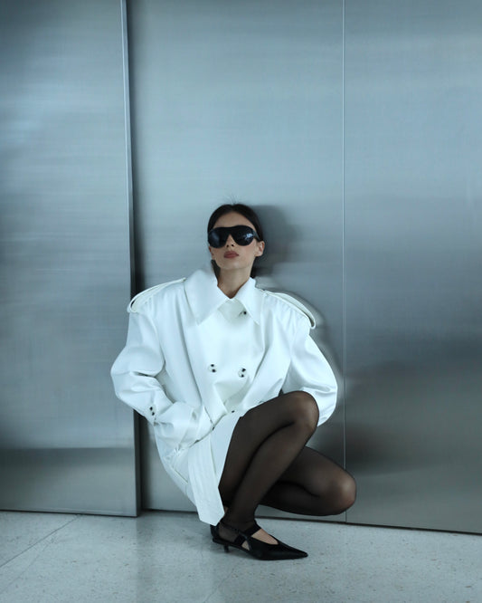 Monument Trench Coat in White